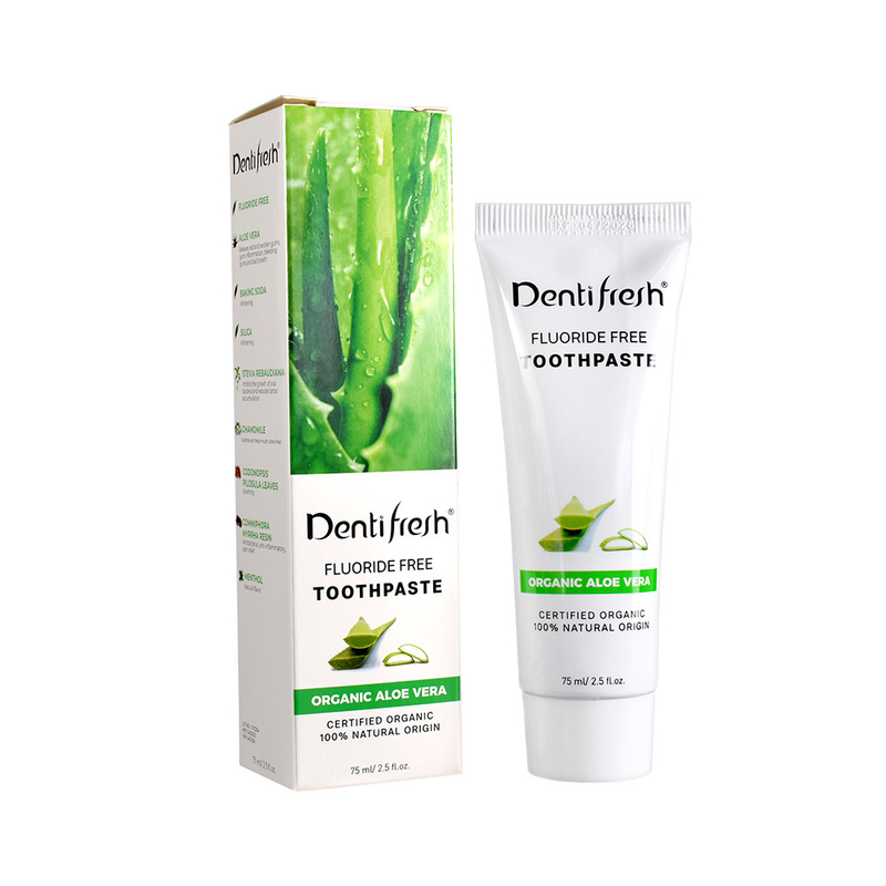 DENTIFRESH Natural Certificated Aloe Vera Toothpaste 75ml for adult children fluoride free