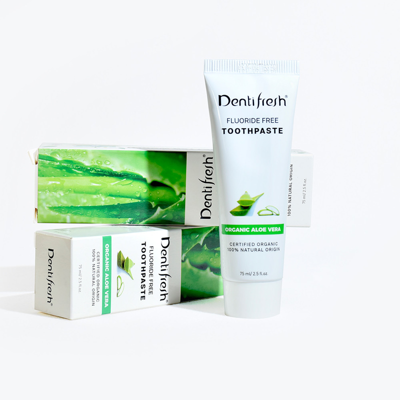 DENTIFRESH Natural Certificated Aloe Vera Toothpaste 75ml for adult children fluoride free