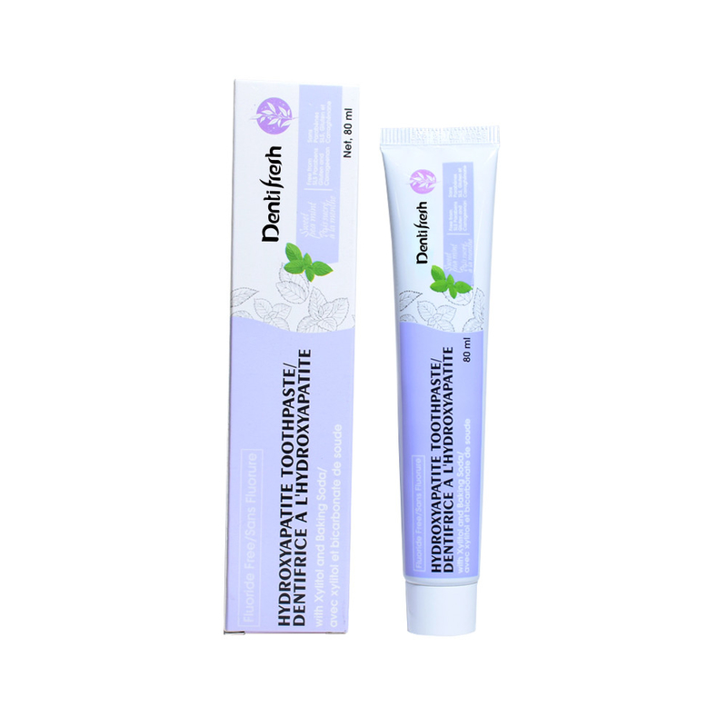 Dentifresh Fluoride - Free Toothpaste, 80ml - Hydroxyapatite Formula with Xylitol and Baking Soda for Oral Health