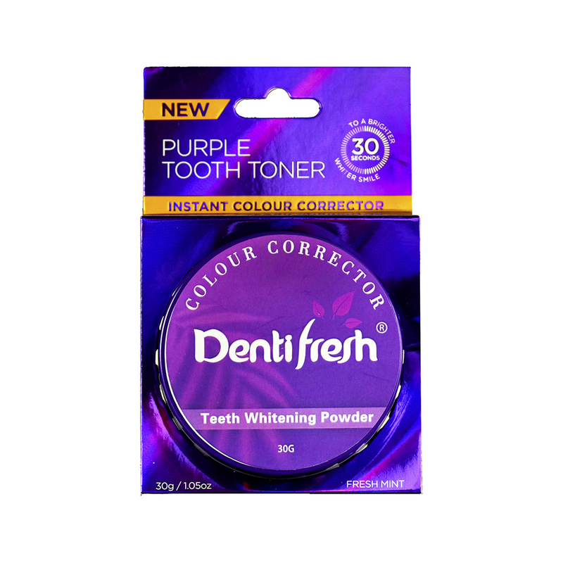 Instant Colour Correcting DentiFresh Purple Tooth Toner Teeth Whitening Powder, 30G, Fresh Mint