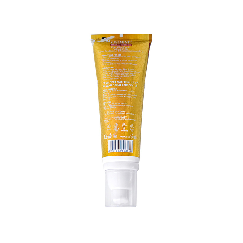 VECMINT Toothpaste 100ml- Pearl - Infused Whitening Formula with Coptis Root & Camellia Sinensis Extracts