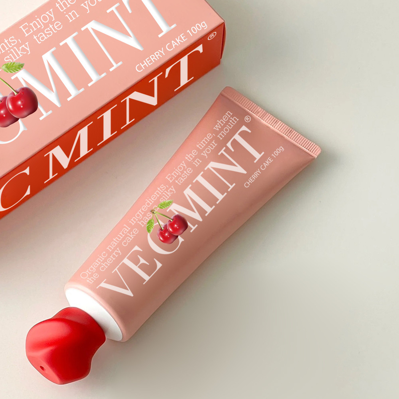 VECMINT Cherry Cake Flavored Toothpaste - With Organic Natural Ingredients, Delightful Milky Oral Experience