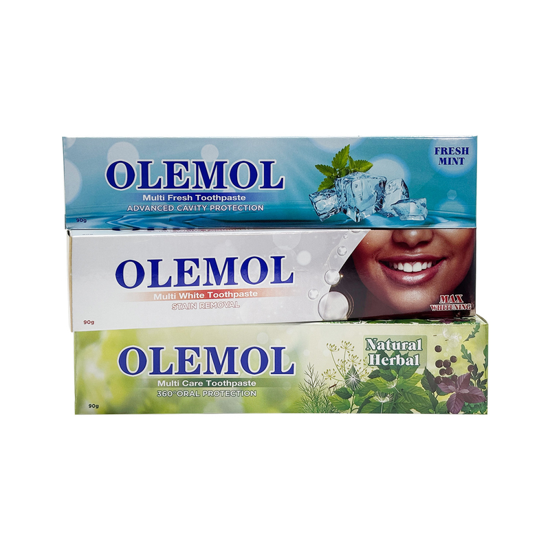 OLEMOL Multi White Toothpaste 90g - Max Whitening & Stain Removal Formula for Effective Teeth Brightening & Daily Oral Care
