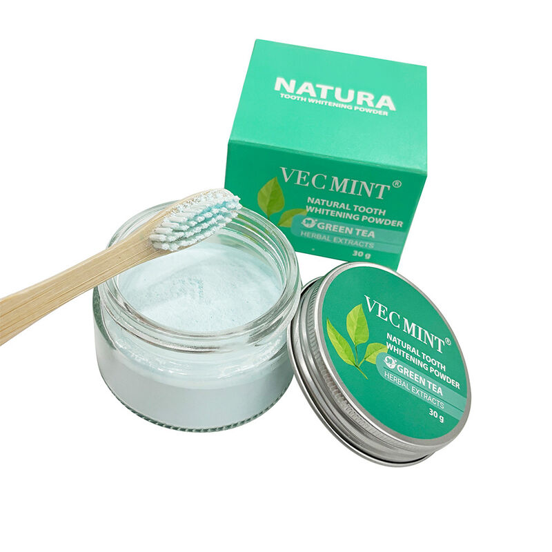 NATURA VECMINT Natural Tooth Whitening Powder - Green Tea Herbal Extracts Oral Care Brightening Powder (30g)
