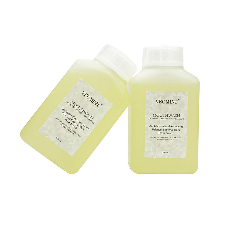 VECMINT Probiotic Defense Herbal Mouthwash - Antibacterial Anti-Cavities Oral Rinse (Balances Bacterial Flora & Fresh Breath) 500ml Bulk Wholesale