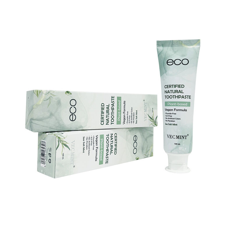 Natural Toothpaste Eco Certified - Vegan Plant-Based, Fluoride & SLS-Free, Sea Soft Mint (100ml)