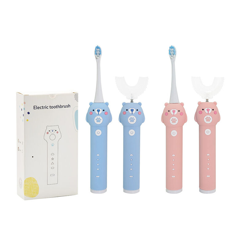 Baby Blue Bear Children Electric Toothbrush - 2 Brush Heads (Soft Bristle) Waterproof Sonic Toothbrush with 3 Modes for Kids 3-15 Years Old Oral Care Kit